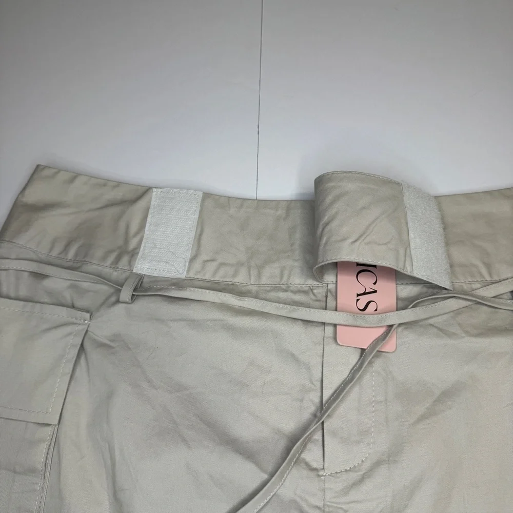 MICAS Utility Cargo Mini Skirt Beige XL – Y2K Street Style, Adjustable Waist